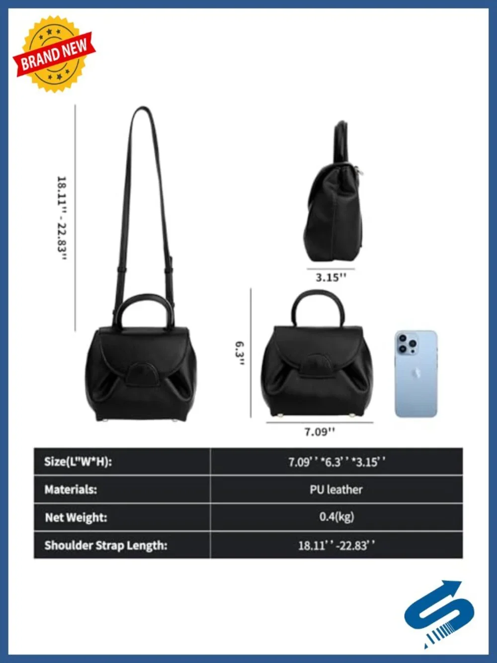 Mini Faux Leather Top Handle Satchel Bag with Adjustable Strap